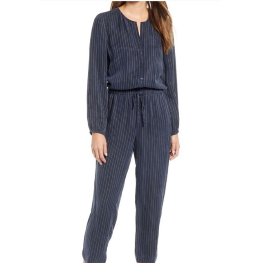 ! ACCEPTING ALL OFFERS! Lou & Grey Blue White Striped Jumpsuit